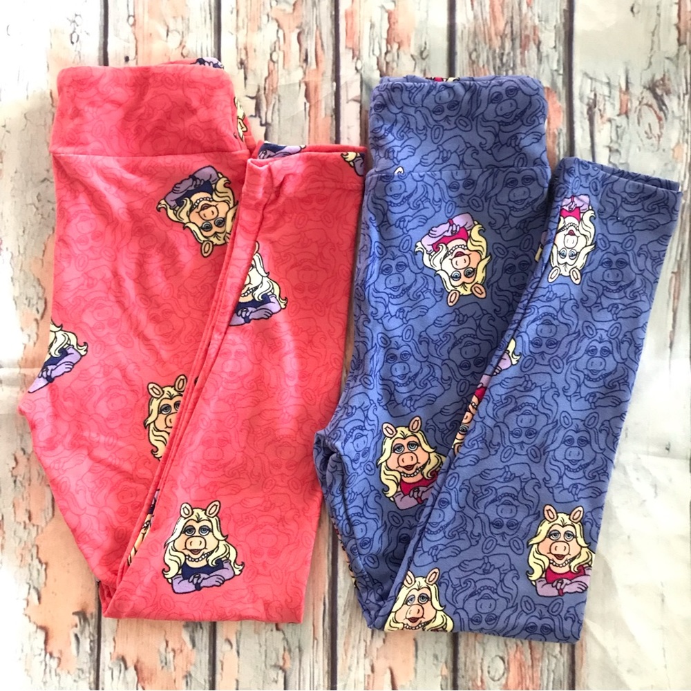 2 Pack Disney MISS PIGGY Print Soft LEGGINGS Twin / Bestie Girls sz 2-8